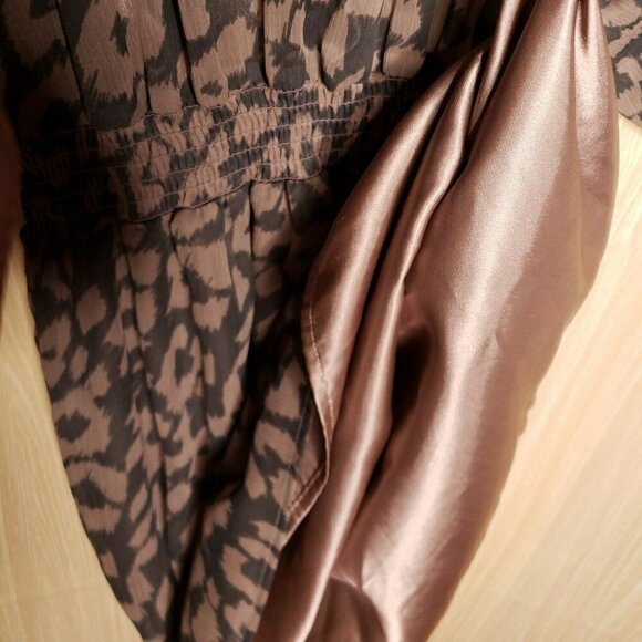 Express Animal Print Semi Sheer Short Sleeve Dress - Picture 6 of 8